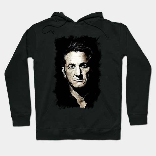 Sean Penn Abstract Portrait Fan Art Tribute to a Legend Hoodie by Naumovski